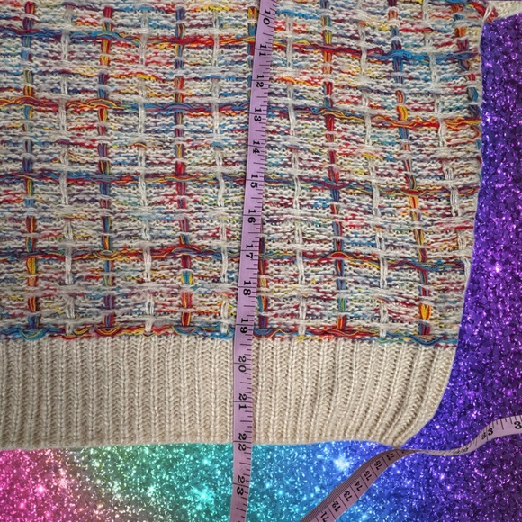 Kori America Oversized Crewneck Colorful Rainbow Cropped Sweater - Picture 9 of 9